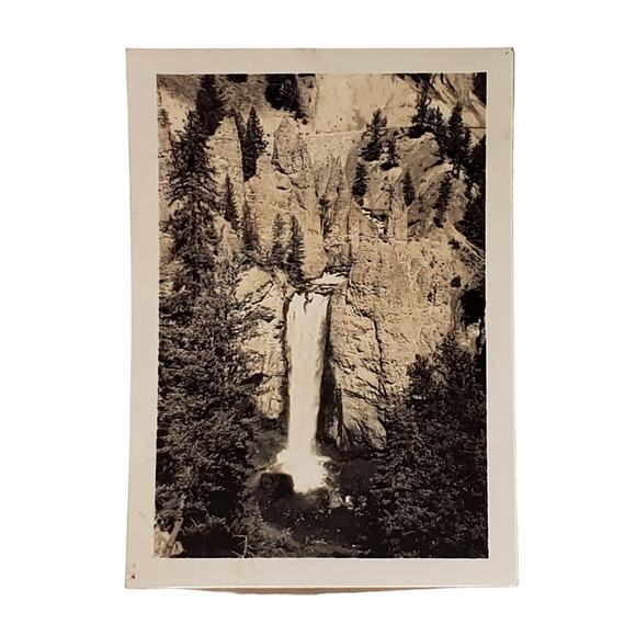 Vtg B&W Original Photo 1940s Found Above View of Beautiful Waterfall Snapshot - Picture 1 of 4